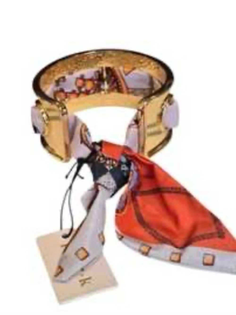 Piper K Gold-Tone Round Cutout Cuff Bracelet with Scarf Inlay - Picture 2 of 6
